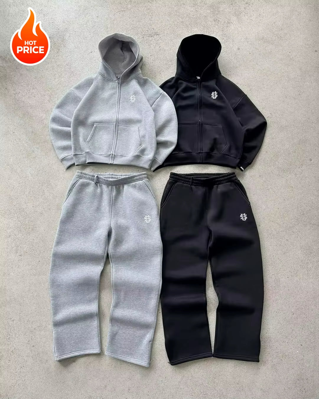 Y2K Fashion Jogger Sweatpants Loose Embroidery Labeled Open Leg Wide Leg Pants Trendy Pocket Couple Straight Pants Men'S Hoodie