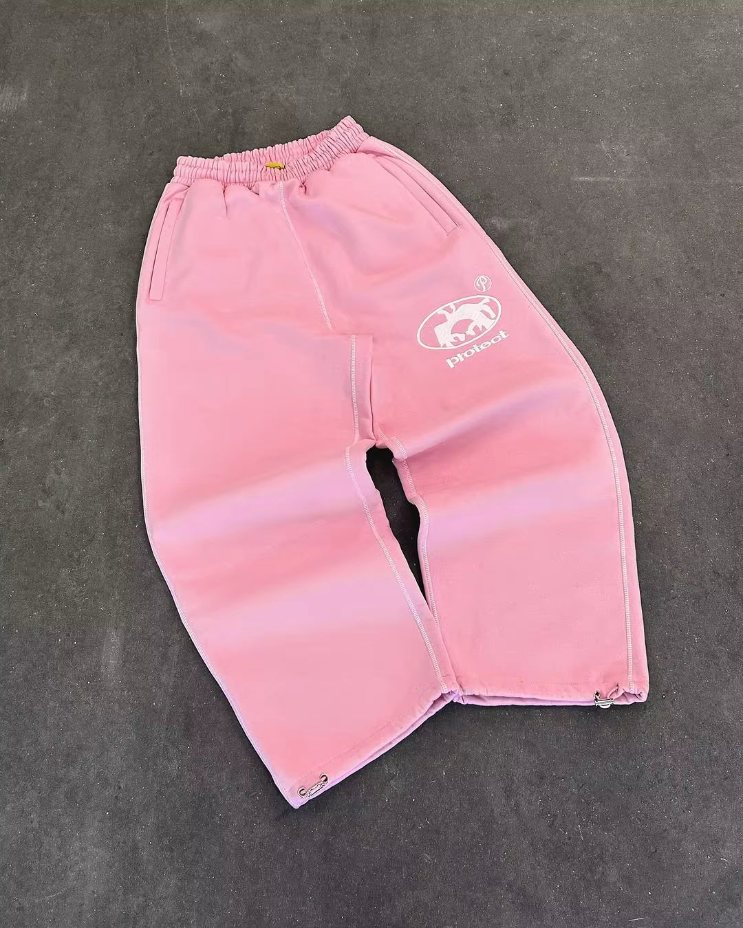 Harajuku Loose Double Waist Sweatpants Y2K American Soild Color Embroidery Casual Pants Hip Hop Drawstring Waist Jogger Trousers