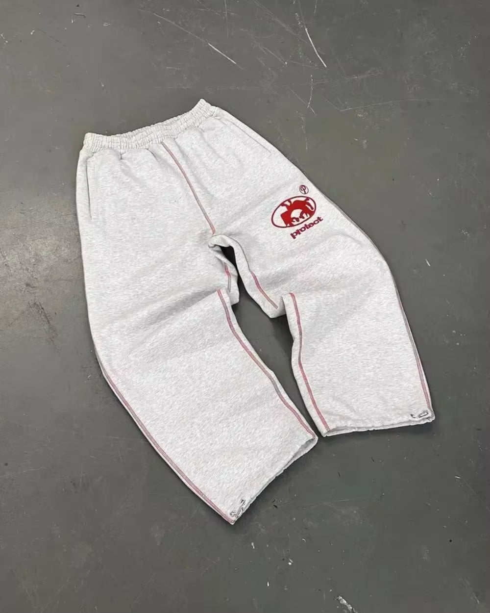 Harajuku Loose Double Waist Sweatpants Y2K American Soild Color Embroidery Casual Pants Hip Hop Drawstring Waist Jogger Trousers